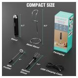 HAUSHOF Powerful Rechargeable Milk Frother Wand with Stand, Handheld Electric Foam Maker, Drink Mixer with 2 Detachable Stainless Steel Whisks 2 Speeds for Coffee Latte, Cappuccino, Matcha, Black