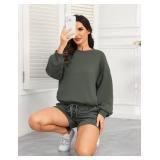 PINSPARK Two Piece Sets for Women 2024 Fall Outfits Sweatsuit 4 Pockets Sweat Short Sets Casual Matching Set Travel Tracksuit Size Large