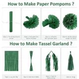 40th Birthday Decorations for Her Sage Green Birthday Decorations Set Includes Balloons, Banner, Cake Topper, Paper Pompoms, Paper Tassel