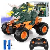 Bennol Remote Control Dinosaur Truck Toys for Kids Boys 3-5 4-7, 2.4GHz RC Dino Car Toys with Light, Sound & Spray, Indoor Outdoor All Terrain Electric RC Monster Car Gifts for 3 4 5 8 10 12 Boys Kids