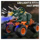 Bennol Remote Control Dinosaur Truck Toys for Kids Boys 3-5 4-7, 2.4GHz RC Dino Car Toys with Light, Sound & Spray, Indoor Outdoor All Terrain Electric RC Monster Car Gifts for 3 4 5 8 10 12 Boys Kids