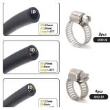 Reinforced NBR Fuel Line Kit   6mm, 8mm, 10mm x 5FT Heavy-Duty Braided Hose with 12 Clamps Gas & Oil Resistant Tubing for Generator, Lawn Mower, Outboard, ATV, Small Engines