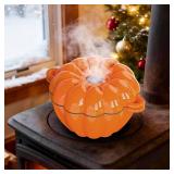 Wood Stove Steamer, WoodStove Humidifier, Woodstove Steamer, Cast Iron Humidifier for WOODStove 2.4 Quart Large Capacity Rust Resistant, Orange & Pumpkin
