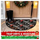 Christmas Half Circle Door Mat - Washable Non-Slip Half Round Entryway Area Rug - Absorbent Cute Northern Cardinal Carpet Semicircular Rug for Indoor Kitchen Laundry Room Bedroom Bathroom, 36"x24"