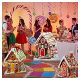 3 Pcs 31"-40" Gingerbread Village Cardboard Cutouts Stand Up Gingerbread House Backdrop Photo Props Standup Waterproof PVC for Xmas Party Floor Yard Outdoor Indoor Home Decor