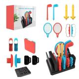 Switch Sports Accessories - AriKroii 16 in 1 Switch Sports Accessories Bundle for Nintendo Switch Sports Games, Family Accessories Kit Compatible with Switch/Switch OLED Sports Games: Tennis Rackets, 