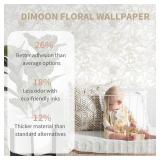 22 ROLLS of Dimoon 78.7"x17.3" Peel and Stick Wallpaper Floral Beige Neutral White Boho Contact Paper Modern Wallpaper Removable Self Adhesive Wall Paper Bedroom Bathroom Kitchen Thicken Waterproof Vi