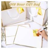 ReliThick 6 Pack Metallic Paper Gift Bag with Handles Tissue Paper Gold Tag Pen Thank You Favor Bag for Wedding Party Bridesmaid Bridesman 5 Senses Anniversary Birthday Favor(White Gold)