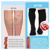 Plus Compression Socks Wide Calf for Women and Men, 2 Pairs 20-30mmhg Knee High Large Support Stockings
