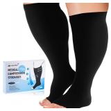 Plus Compression Socks Wide Calf for Women and Men, 2 Pairs 20-30mmhg Knee High Large Support Stockings
