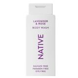 Native Body Wash Contains Naturally Derived Ingredients | For Women & Men, Sulfate, Paraben, & Dye Free Leaving Skin Soft and Hydrated | Lavender & Rose 18 oz