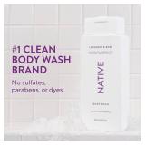 Native Body Wash Contains Naturally Derived Ingredients | For Women & Men, Sulfate, Paraben, & Dye Free Leaving Skin Soft and Hydrated | Lavender & Rose 18 oz
