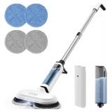 iDOO Electric Cordless Spin Dust Mop, Electric Mops for Floor Hardwood Tile Cleaning with Sprayer & LED Headlight, Rechargeable Dual-Motor, Quiet Self Propelled, Water Tank 4 Replaceable Heads, Wh