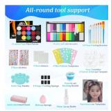 Face Painting Kit,18 Color+15 Color Non-toxic Water Activated Face Paint Palette,Halloween Makeup Kit.Ideal for Halloween,Carnival,Cosplay,Party,Arty Stage Makeup.