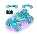 Gesture Sensing RC Stunt Car, Boys Toys Age 6-12, 4WD Hand Controlled Remote Control Car with Light & Music, 360Â°Rotation Christmas Birthday Gift for Boys Girls Age 6 7 8 9 10 11+(Lagon Blue)