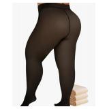 Buauty Plus Size Fleece Lined Tights Womens- Winter Warm Fake Translucent Thermal Pantyhose,Thick Leggings under Dresses