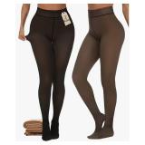 Buauty Fleece Lined Tights for Women Fake Translucent Thermal Leggings High Waist Thick Warm Tights Pantyhose for Winter