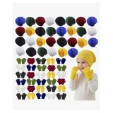 60 Pcs Kids/Toddler Winter Beanie and Gloves Bulk Warm Hats Knit Gloves Pack Winter Gifts for Boys Girls Donation