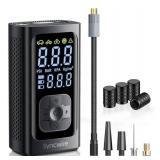 Syncwire Tire Inflator Portable Air Compressor - 150PSI 2X Faster Inflation Smart Air Pump for Car Tires [Extra-Large LCD] with Digital Pressure Gauge, Auto Shut-Off for Car, Motorcycle, Bike & Balls