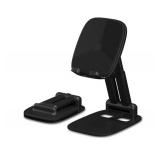 DEERLAMN Cell Phone Stand for Desk, Height Adjustable Cell Phone Holder Portable Desktop Stand, Travel Home Office Desk Accessories Compatible with iPhone 16/15/14/13/12/11 All Smartphone - Black