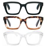 MMOWW Oversized Reading Glasses for Women 3 Pairs Oprah Style Blue Light Blocking Computer Readers +1.0