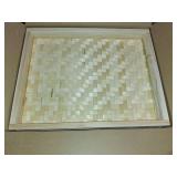 Vicenpal 4 Pcs Bamboo Wicker Serving Trays for Foods & Drinks, 16.93\" x 13\" Rectangular Flat Baskets Trays, Decorative Bamboo Basket Tray for Dinner Coffee Table Picnic Fruit Snack Holder Bed Eating