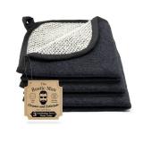 Terry Wash Cloths for Face and Body, Dual-Sided Cleansing and Exfoliating Washcloths, Machine Wash, Black, 3 Count