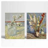 JXBYJP Spring of Flowering Almond in a Glass Gladioli Asters with Vase by Vincent Van Gogh Painting Canvas Print Wall Art Artwork Home Office Bathroom Wall Decor Frame 12x16inch