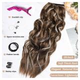 Invisible Wire Hair Extensions - 24 Inch Secret Halo with Adjustable 4 Clips Soft Transparent Lace Ash Blonde Mixed Light Blonde Natural Long Wavy Hair Extensions for Women