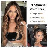 Invisible Wire Hair Extensions - 24 Inch Secret Halo with Adjustable 4 Clips Soft Transparent Lace Ash Blonde Mixed Light Blonde Natural Long Wavy Hair Extensions for Women