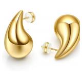 Ava Riley Chunky Gold Earrings, Small Gold Teardrop Earrings for Women, Chunky Silver Ear Studs Tear Drop S925 Sterling Silver Jewelry