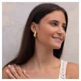 Ava Riley Chunky Gold Earrings, Small Gold Teardrop Earrings for Women, Chunky Silver Ear Studs Tear Drop S925 Sterling Silver Jewelry
