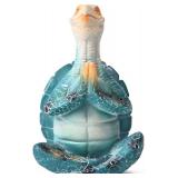 Sea Turtle Meditation Yoga Decor, Zen Resin Statue & Garden Figurine of Meditating Turtle   Coastal Beach & Home Office Desk Decorations, Calming Gift for Mom (Blue Prayer)
