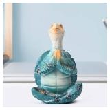 Sea Turtle Meditation Yoga Decor, Zen Resin Statue & Garden Figurine of Meditating Turtle   Coastal Beach & Home Office Desk Decorations, Calming Gift for Mom (Blue Prayer)