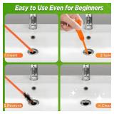 Forlivese 3 Pack 25 Inch Drain Snake,Drain Clog Remover,Sink Snake for Sewer Kitchen Sink Bathroom Tub Toilet Clogged Drains Relief Cleaning Tool