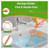 Forlivese 3 Pack 25 Inch Drain Snake,Drain Clog Remover,Sink Snake for Sewer Kitchen Sink Bathroom Tub Toilet Clogged Drains Relief Cleaning Tool