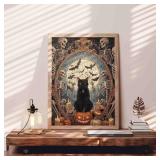 Spooky Night Jigsaw Puzzle 1000 Pieces for Adult,Families(Skeleton,Skull Man,Black Cat,Bat,Mirror Full Moon) Pieces Fit Together Perfectly 19.7