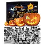 JUSTOTRY Pumpkin Carving Kit with Hammer - Safe for Kids, Halloween Pumpkin Carving Tools, Durable Stainless Steel Non-knife Stencils, Set for Adults, 23 PCS
