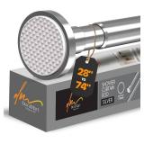 Silver Shower Curtain Rod Spring Tension, Stainless Steel Tension Curtain Rods No Drilling Required, Rust Free Shower Rods for Bathroom, Non-Slip Shower Tension Rod, Adjustable Curtain Rod (28  - 74 )