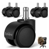 Sytopia Office Chair Wheels, Universal Standard Stem 7/16 inch x 7/8 inch, 2" Upgraded Quiet Caster Wheels Safe for All Floors Include Hardwood & Carpet, Not for 1KEA, Easy to Install, Set of 5