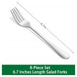 8-Piece 6.7 Inch Salad Forks Set,Durable Dishwasher Safe Stainless Steel Dessert Forks,Silverware Fork,Flatware Fork For Home Kitchen