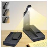 Rechargeable Book Light for Reading in Bed,Foldable & Portable Clip-On Mini Reading Light for Studying,3 Color Amber Eye Care & Stepless Dimming,80H LED Small Cordless Desk Lamp for Office,Home,Nail