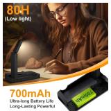 Rechargeable Book Light for Reading in Bed,Foldable & Portable Clip-On Mini Reading Light for Studying,3 Color Amber Eye Care & Stepless Dimming,80H LED Small Cordless Desk Lamp for Office,Home,Nail