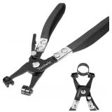 Hose Clamp Pliers Heavy Duty Hose Clamp Tool with Locking Device and Non-Slip Handle Removal and Installation Tool for Ring-Type and Flat-Band Hose Clamps (Black)