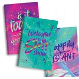 Journal Notebook Set of 3 Cute Notebooks for Women Small A5 Size Recycled Paper 1 x Lined Note book 1 x Dotted 1 x Blank Soft Cover for Work or Travel 8.2 x 5.8 60pg each (Fun Bright)