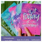 Journal Notebook Set of 3 Cute Notebooks for Women Small A5 Size Recycled Paper 1 x Lined Note book 1 x Dotted 1 x Blank Soft Cover for Work or Travel 8.2 x 5.8 60pg each (Fun Bright)