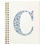 Blue Cute Initial Notebook Journal Diary Libretas Escolares C, Cute Preppy Aesthetic Personalized Notebook Gifts for Teen Girls Women Kids,Preppy Blue Aesthetic School Supplies for Girls 5.5x8.3
