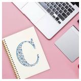 Blue Cute Initial Notebook Journal Diary Libretas Escolares C, Cute Preppy Aesthetic Personalized Notebook Gifts for Teen Girls Women Kids,Preppy Blue Aesthetic School Supplies for Girls 5.5x8.3