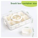 Patent Design Ribbed Snackle Box Container Snack Container Divided Serving Tray with Lid and Handle, 8 Divider Portable Snacklebox for Travel Beach for Charcuterie Veggie Fruit Candy,1 Pack
