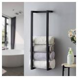 Towel Rack for Rolled Towels, Towel Rack for Bathroom,Wall Mounted Metal Bathroom Organizer, Bath Towel Holder Wall for Modern Small Space Bathroom Towel Storage (Black)